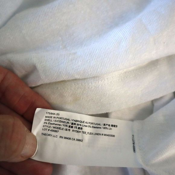 Theory M0493506 Men's Sz S Ivory Ryder Flex Linen Stretch Solid Tee Shirt $115 - Picture 4 of 6